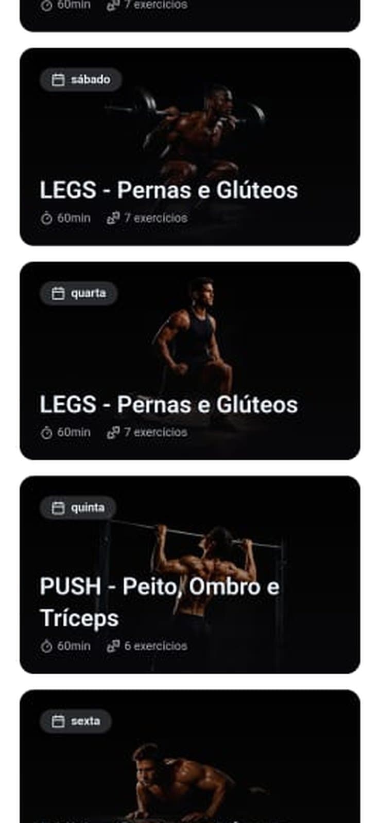 Plano de treino semanal